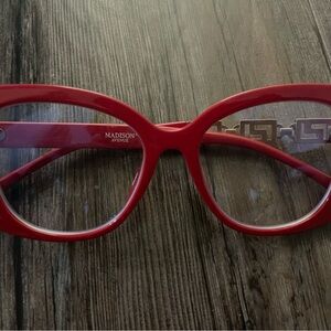 MADISON AVENUE Red Blue Light Glasses Oversized Blue Light
